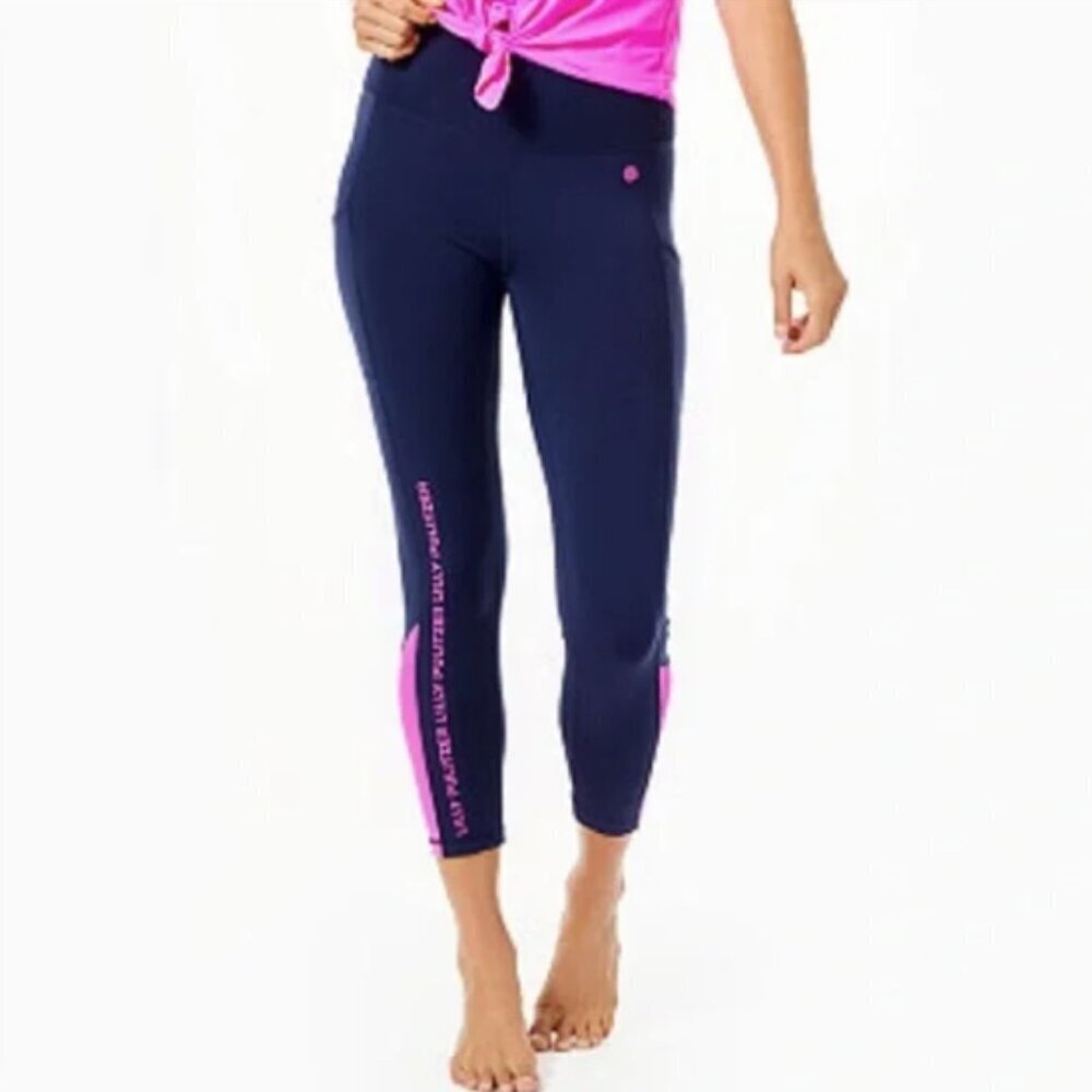 Lilly Pulitzer luxletic Weekender high-rise midi legging navy Lilly graphic L